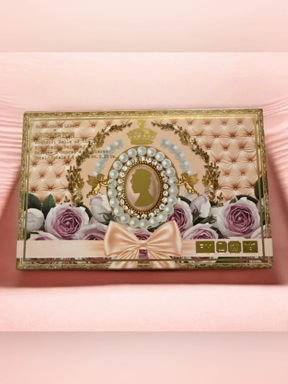 Pink Floral Cameo Phone Case with Pearl Frame
